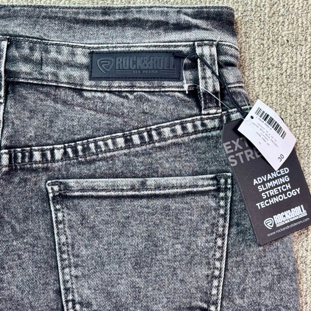 Rock & Roll Denim High Rise Button Front Stretch Skirt Size 30 Black‎ Wash - Picture 4 of 10